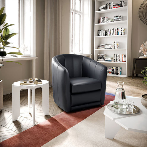 Giada Black Leather Swivel Chair